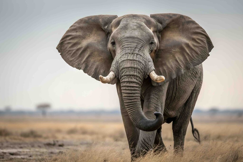 African Elephant isolated on white background