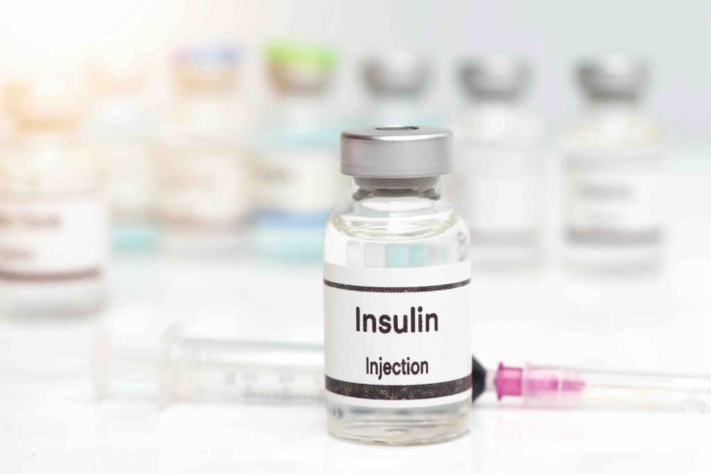 Insulin in a vial, Chemicals used in medicine or laboratory experiment