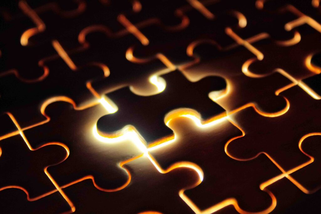 brightly shining jigsaw puzzle pieces